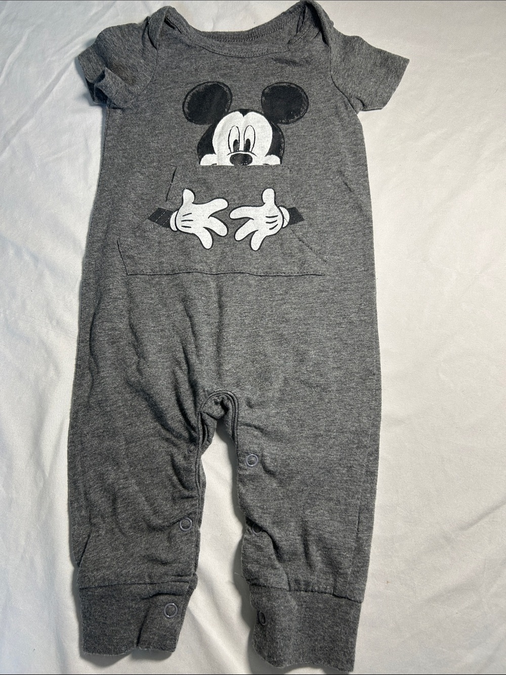 Disney Baby Gray Peekaboo Mickey One-Piece